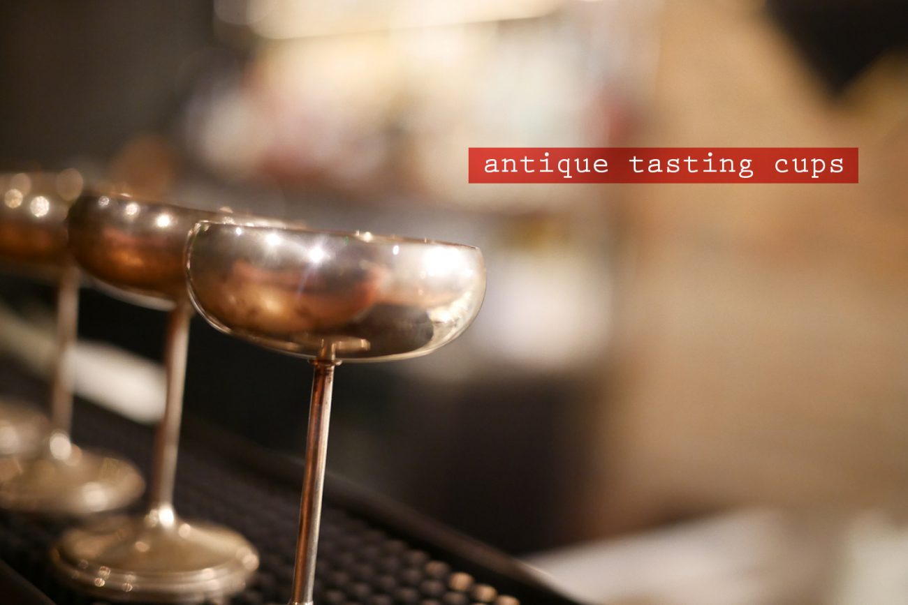 kricket-soho-london-bar-restaurant-design-interiors-antique-tasting-cups caption